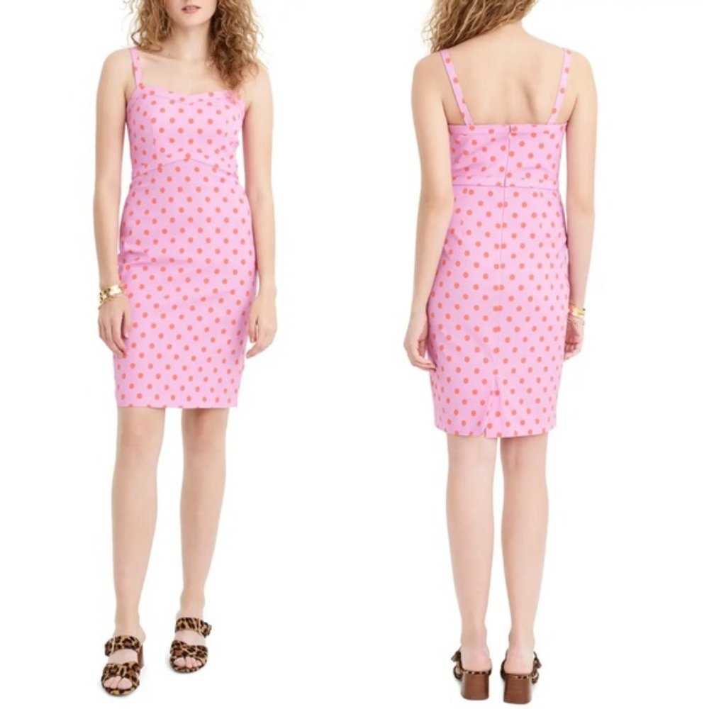 J‎ Crew Polka Dot Stretch Faille Sheath Dress Womens Size 2 Purple